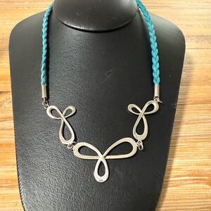 Elegant 9.25 Sterling Silver Butterfly Necklace with Teal Cord
